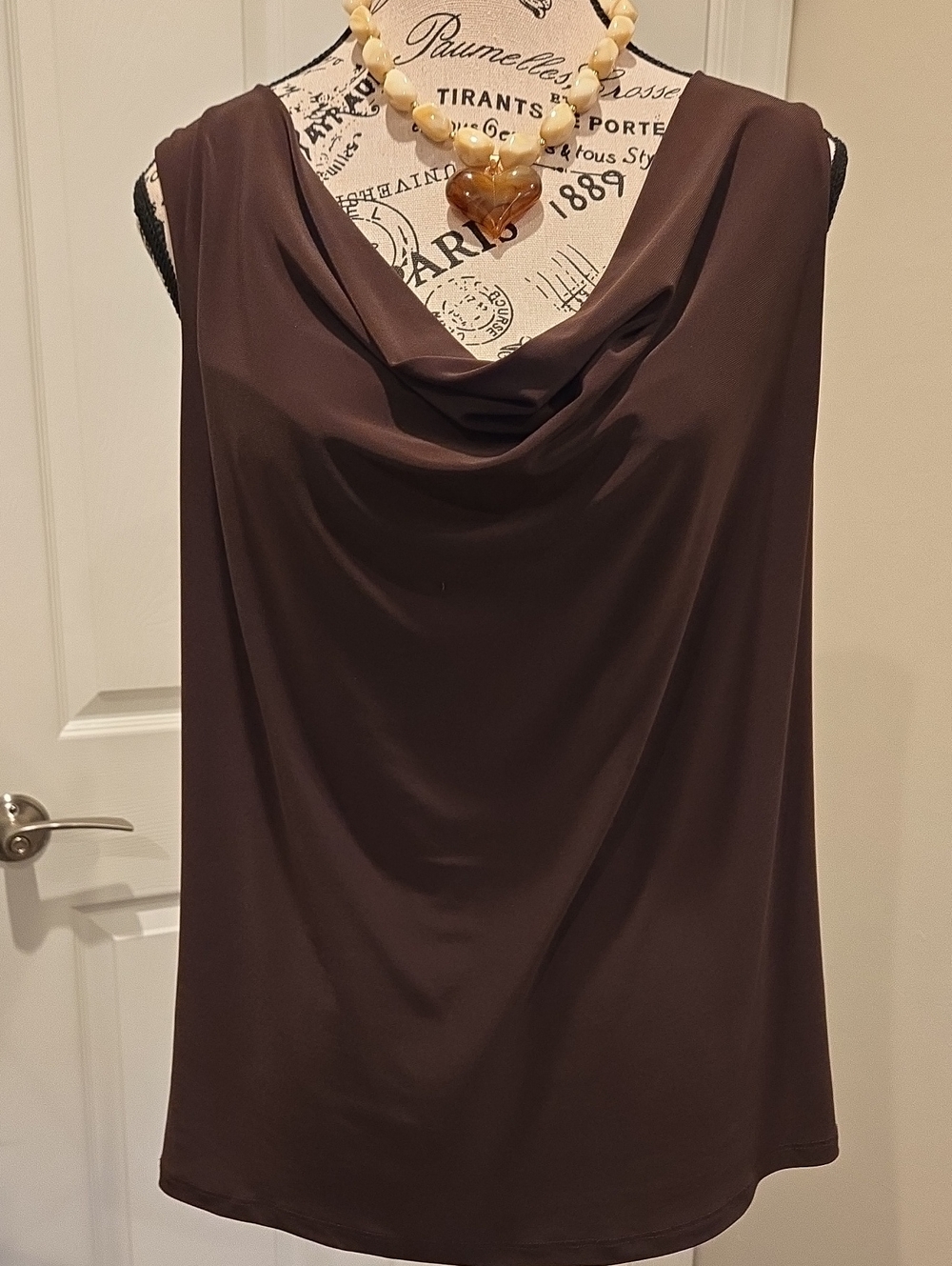 Clara Sun Woo Brown Cowl Neck Camisole. Wardrobe Staple